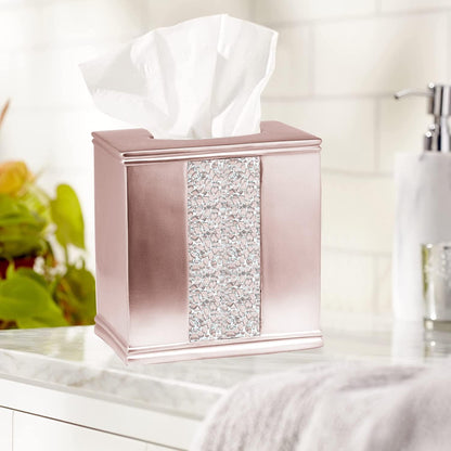 Sinatra Tissue Box Cover Square Tissue Holder for Bathroom Bedroom Living Room, Blush