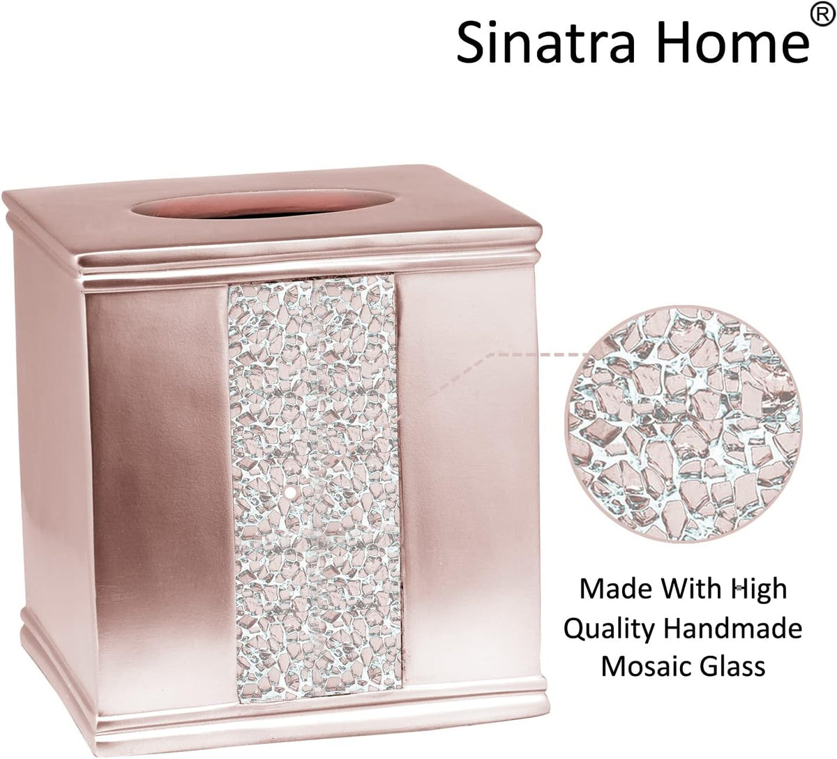 Sinatra Tissue Box Cover Square Tissue Holder for Bathroom Bedroom Living Room, Blush