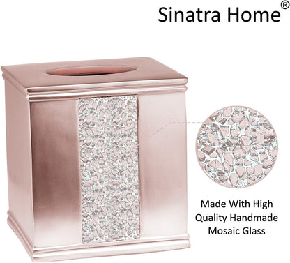 Sinatra Tissue Box Cover Square Tissue Holder for Bathroom Bedroom Living Room, Blush