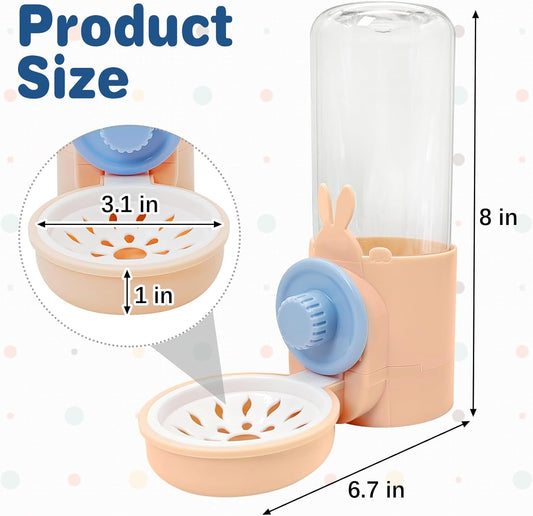 kathson Rabbit Water Dispenser for Cage 17 Oz Hanging Guinea Pig Water Bottle No Drip Gravity Automatic Bunny Water Bottle No Leak Small Animal Water Bottle for Chinchilla Ferret Hamster (Pink)