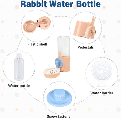 kathson Rabbit Water Dispenser for Cage 17 Oz Hanging Guinea Pig Water Bottle No Drip Gravity Automatic Bunny Water Bottle No Leak Small Animal Water Bottle for Chinchilla Ferret Hamster (Pink)