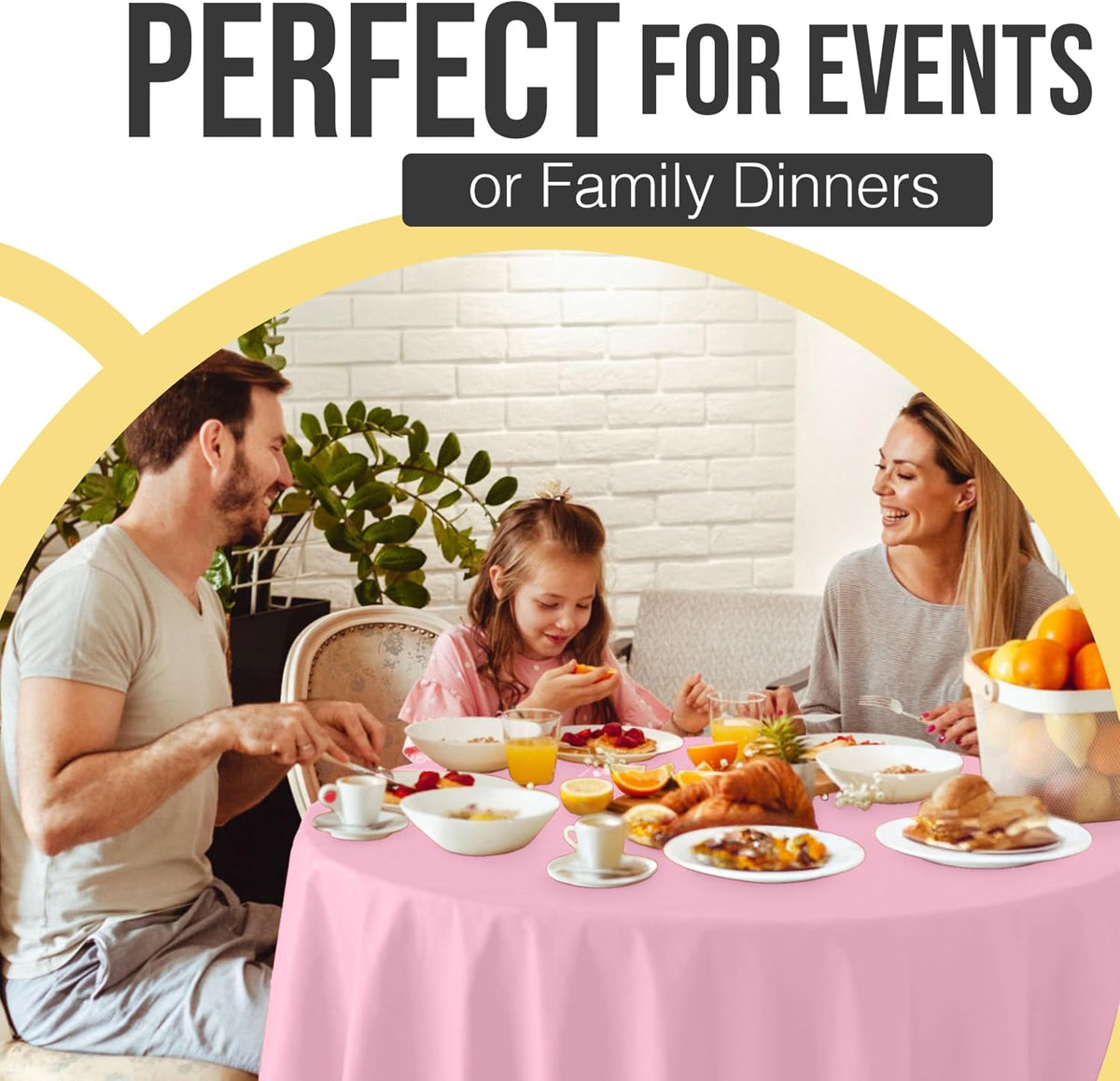 66% Thicker Premium Pink Round Tablecloth 0.5 Mil 12 Pack Plastic Table Cloth Disposable 84 Inch Round Plastic Tablecloth Won't Tear Easily Like Cheap Thin Brands