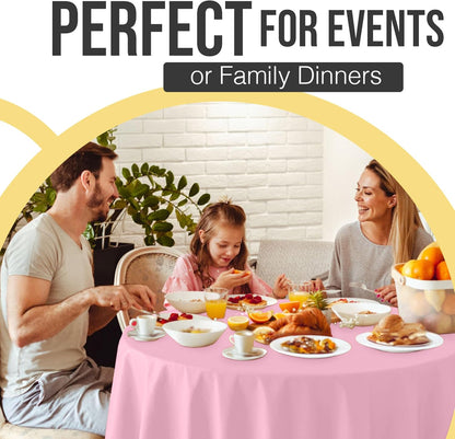 66% Thicker Premium Pink Round Tablecloth 0.5 Mil 12 Pack Plastic Table Cloth Disposable 84 Inch Round Plastic Tablecloth Won't Tear Easily Like Cheap Thin Brands