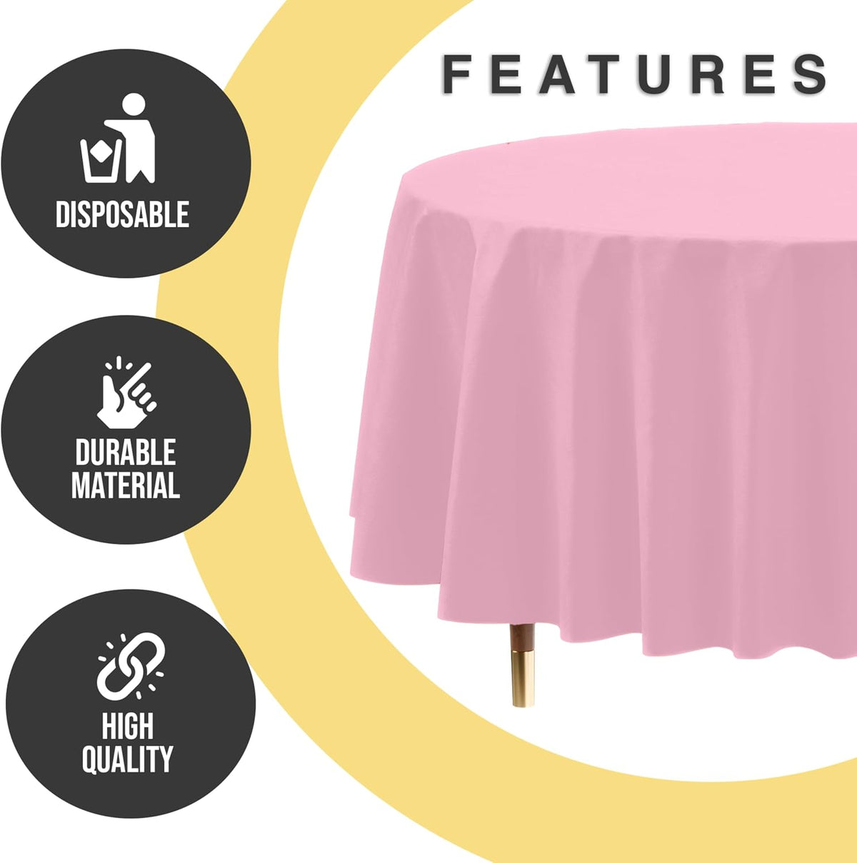 66% Thicker Premium Pink Round Tablecloth 0.5 Mil 12 Pack Plastic Table Cloth Disposable 84 Inch Round Plastic Tablecloth Won't Tear Easily Like Cheap Thin Brands