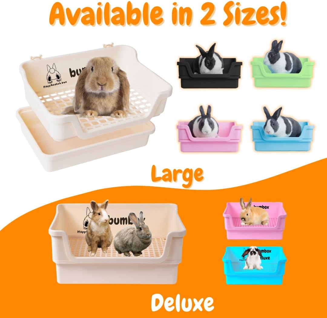 Bumbox Large Rabbit Litter Box, 15.75" Training Cage with Plastic Grid for Small Animals, Indoor/Outdoor, Pink