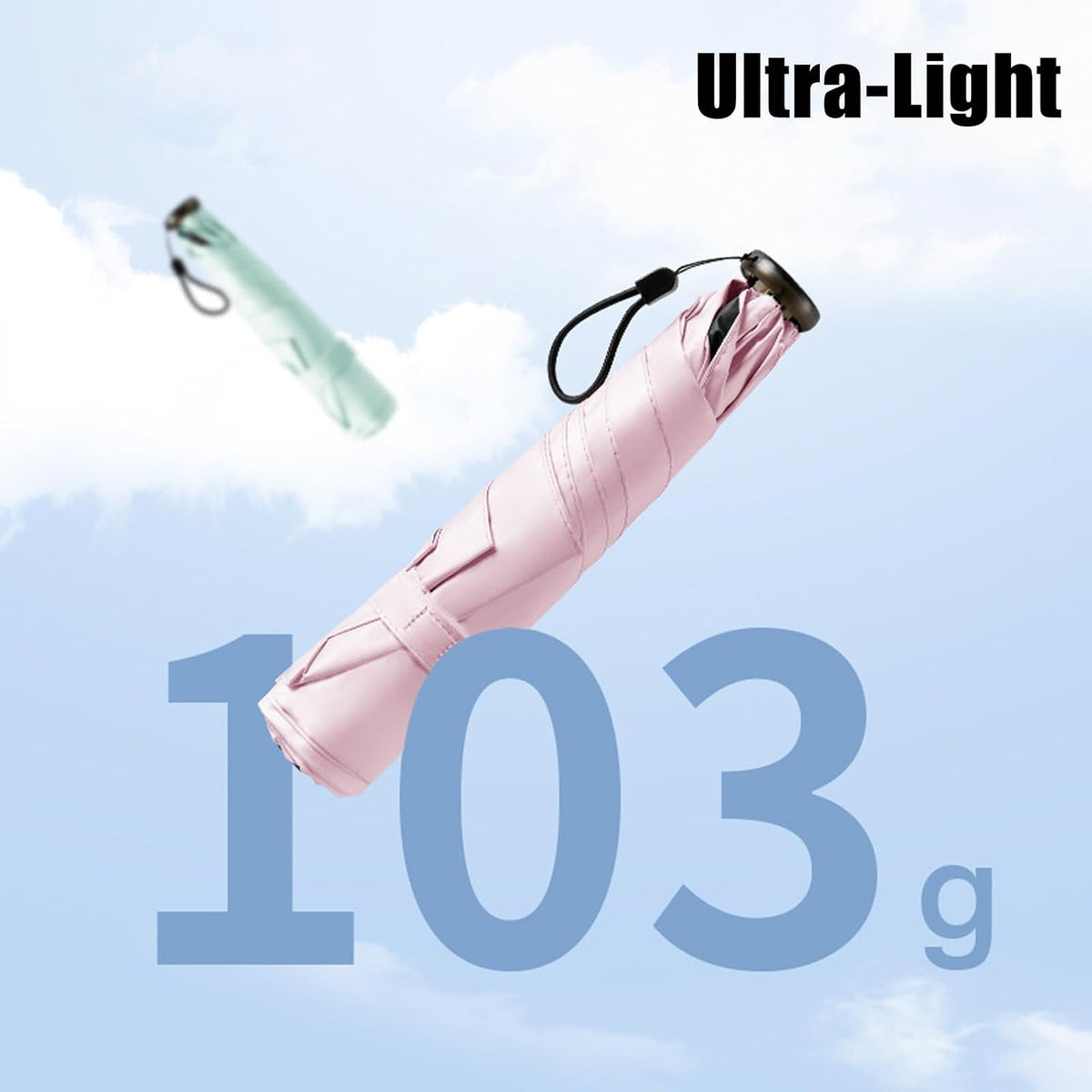 Ultra-Light Sun & Rain Protection Umbrellas (103g/3.63oz), Compact Umbrella for All-Weather Protection, UPF50+ Portable UV Protection for Daily, Mini Travel Accessory for Backpack, Handbag
