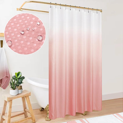 Pink Blush Shower Curtains for Girls Bathroom Dorm, Cute Pink and White Ombre Girly Shower Curtain with Hooks for Princess Teen Girl 70x72 Inch Coral Peach Pink