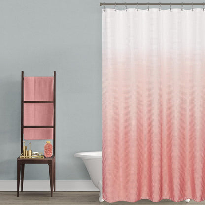 Pink Blush Shower Curtains for Girls Bathroom Dorm, Cute Pink and White Ombre Girly Shower Curtain with Hooks for Princess Teen Girl 70x72 Inch Coral Peach Pink