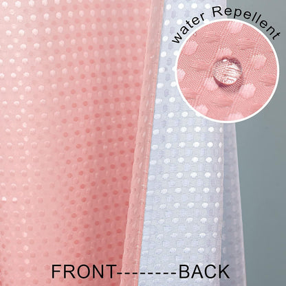 Pink Blush Shower Curtains for Girls Bathroom Dorm, Cute Pink and White Ombre Girly Shower Curtain with Hooks for Princess Teen Girl 70x72 Inch Coral Peach Pink