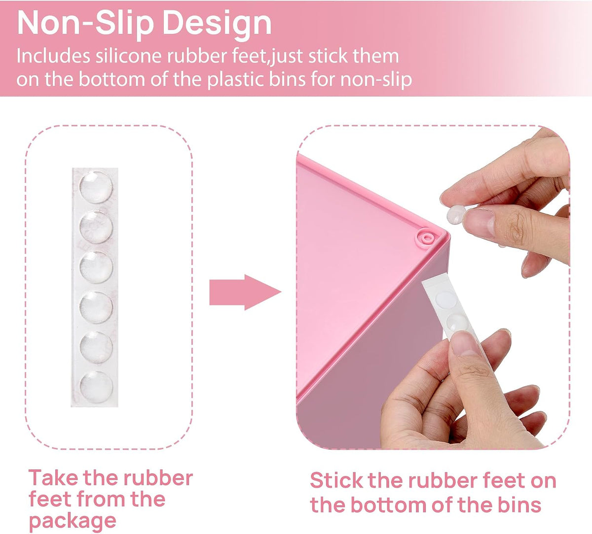 4 Pack Small Clear Stackable Storage Drawers, Pink