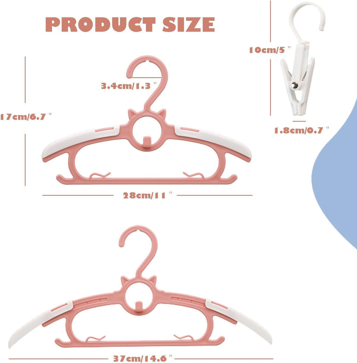 Baby Hangers,50Pack Space Saving Kids Hangers Pink
