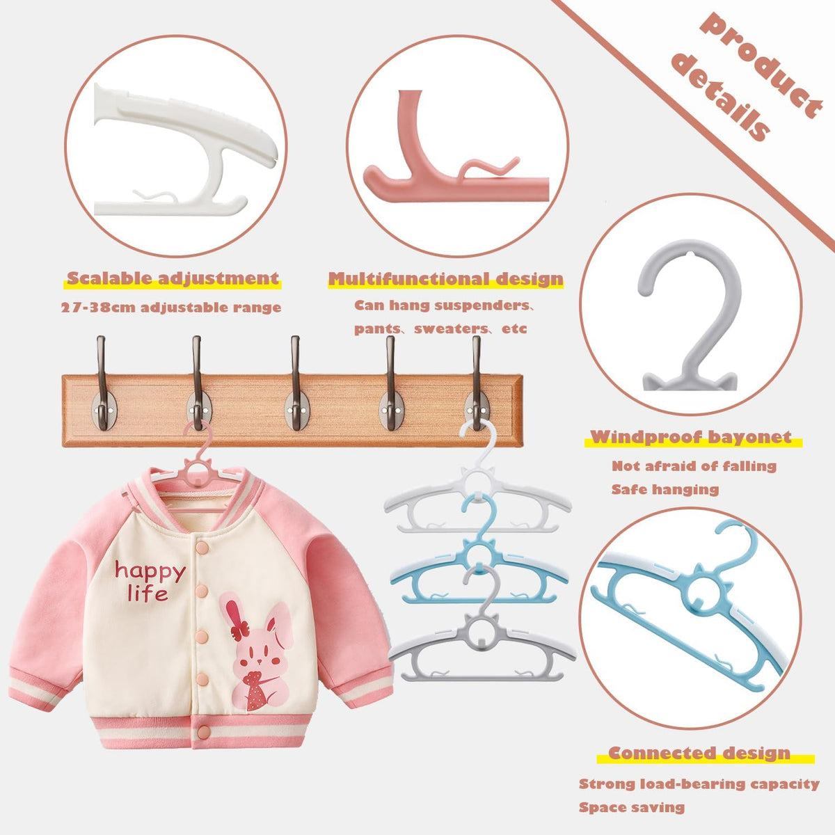Baby Hangers,50Pack Space Saving Kids Hangers Pink