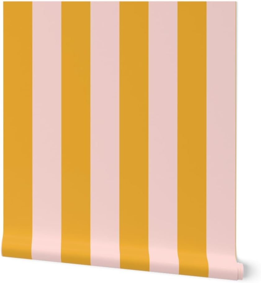 Pink Bold Stripe Peel and Stick Removable Wallpaper
