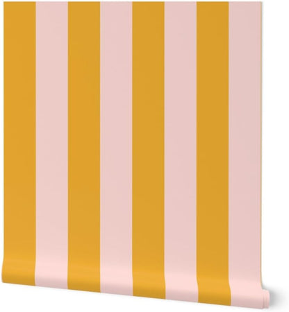 Pink Bold Stripe Peel and Stick Removable Wallpaper