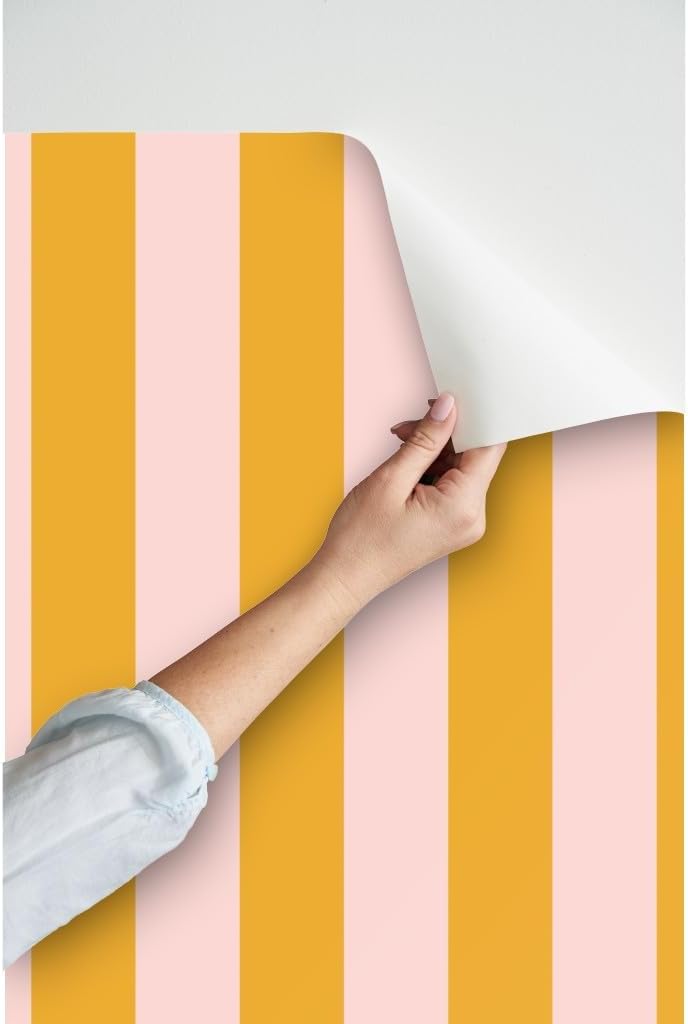 Pink Bold Stripe Peel and Stick Removable Wallpaper