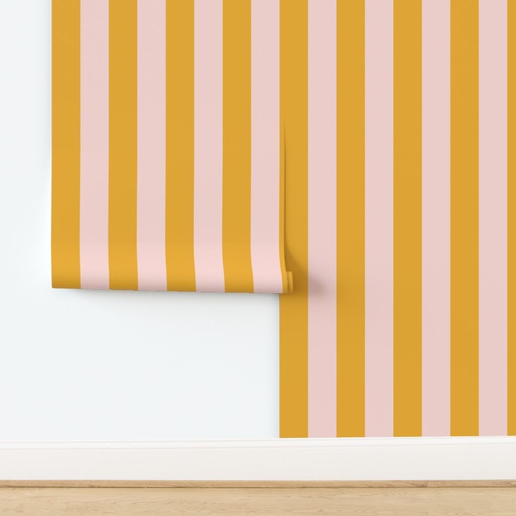 Pink Bold Stripe Peel and Stick Removable Wallpaper