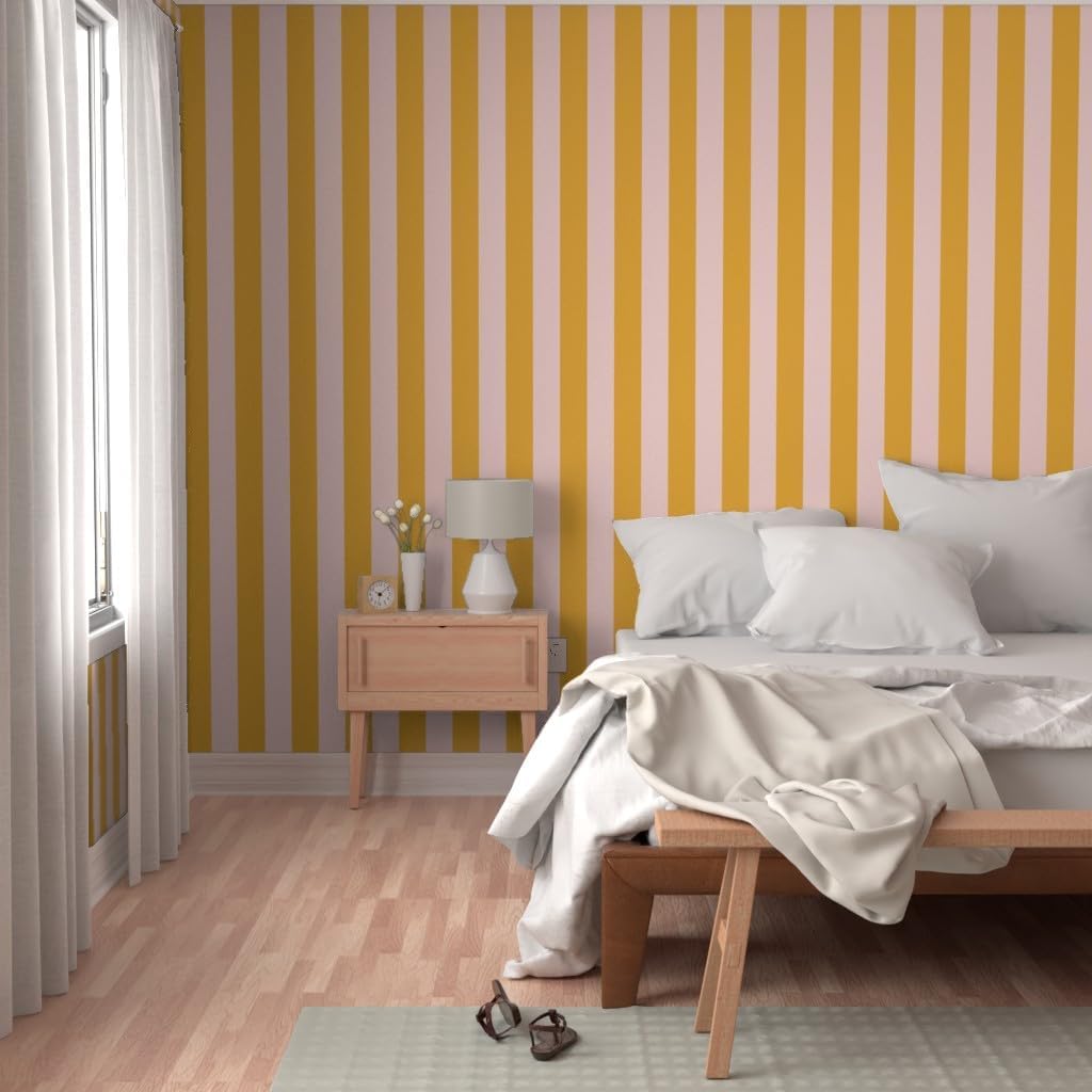 Pink Bold Stripe Peel and Stick Removable Wallpaper