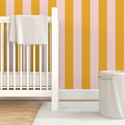 Pink Bold Stripe Peel and Stick Removable Wallpaper