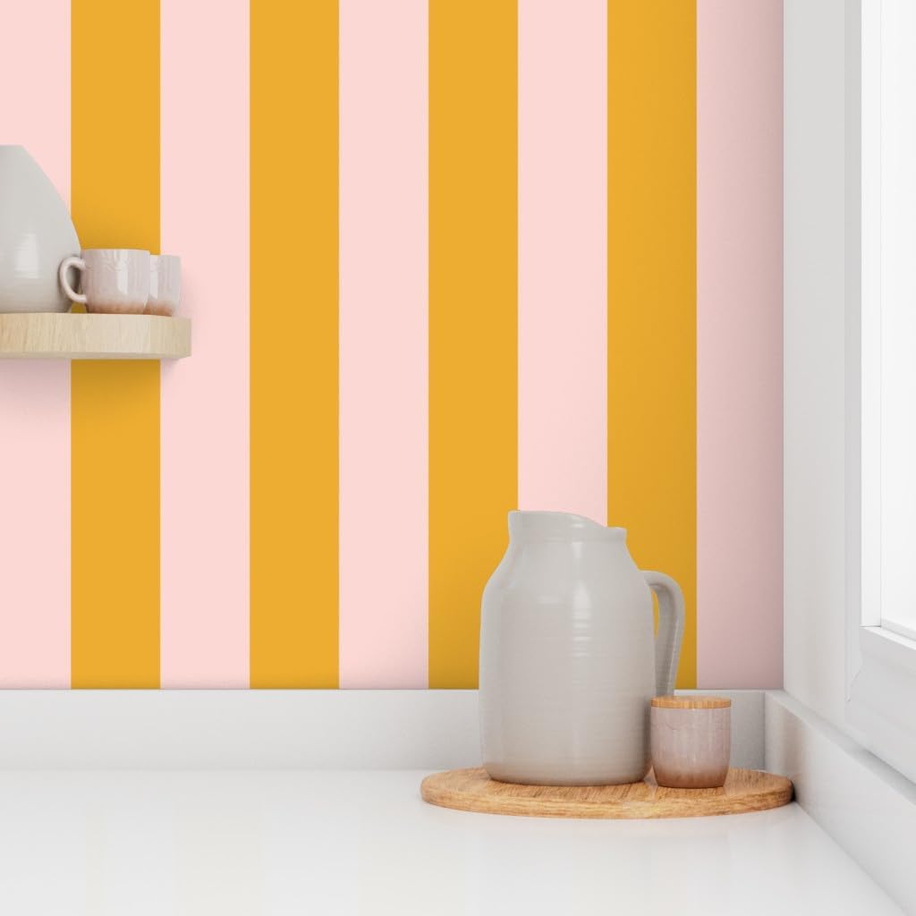Pink Bold Stripe Peel and Stick Removable Wallpaper