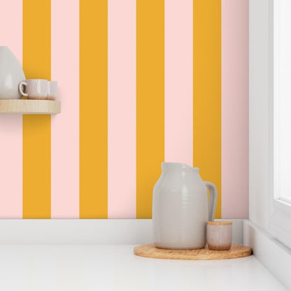 Pink Bold Stripe Peel and Stick Removable Wallpaper