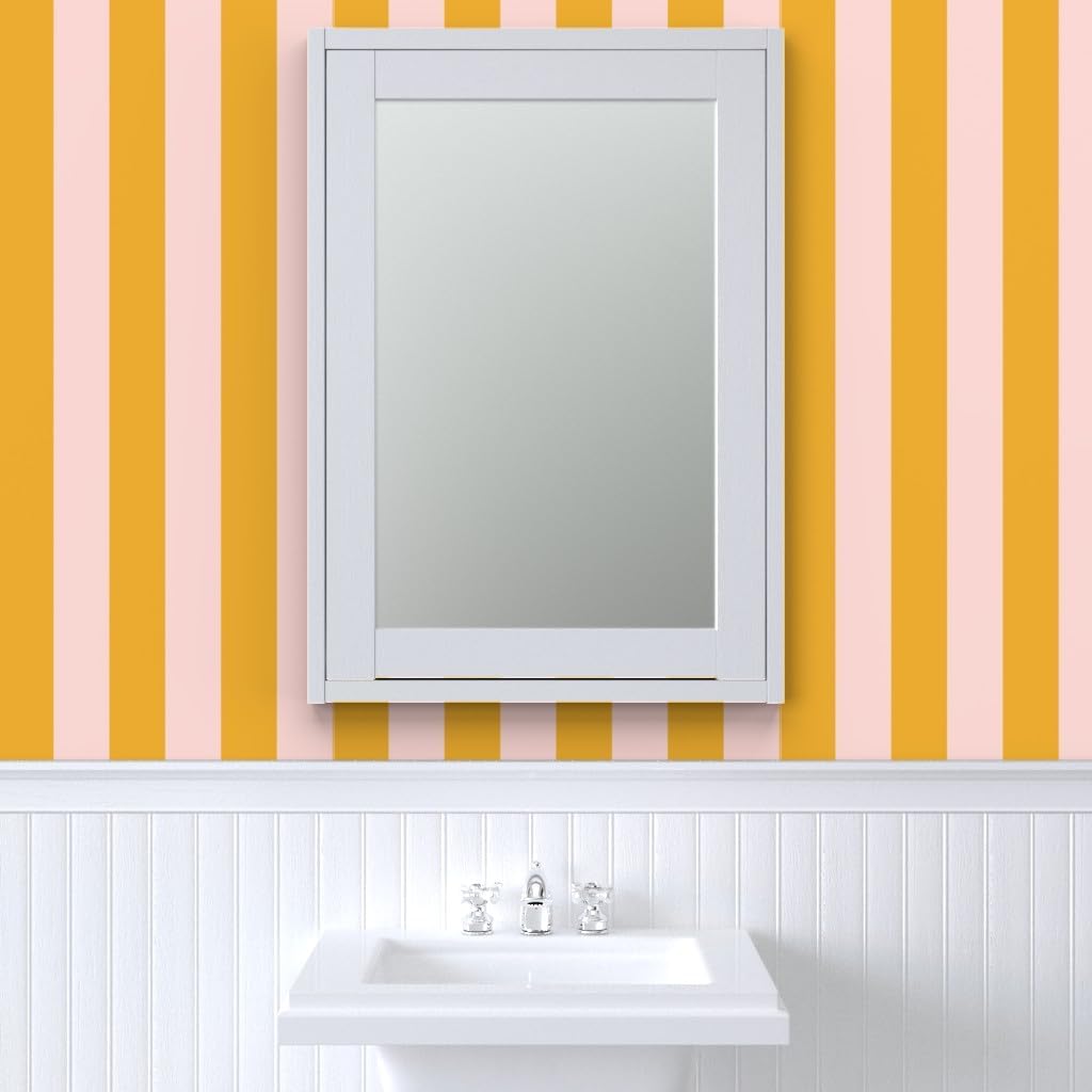 Pink Bold Stripe Peel and Stick Removable Wallpaper