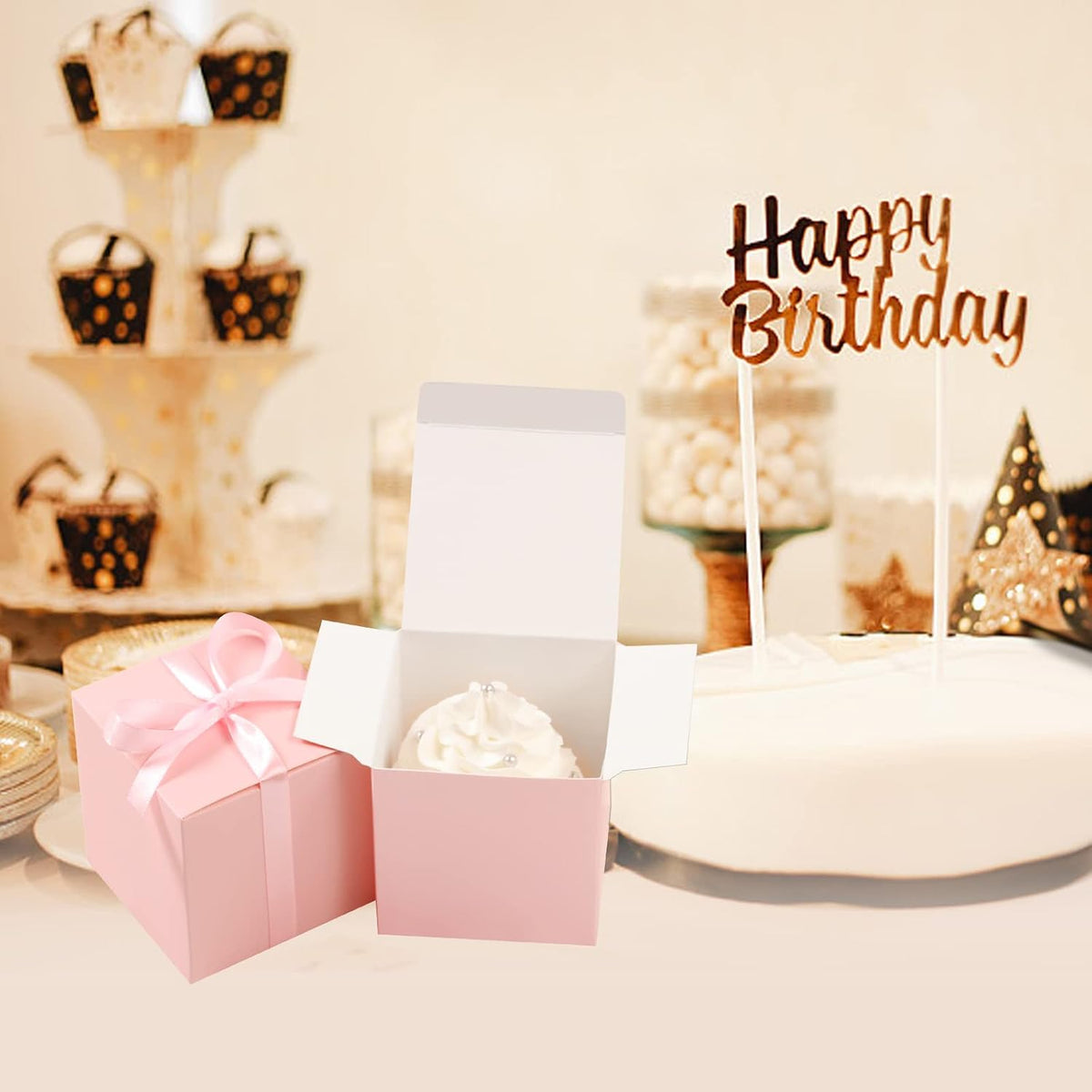 60pcs Small Gift Boxes, 2x2x2 in Paper Gift Boxes with Ribbons