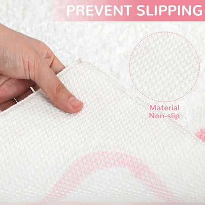 Pink Bow Bathroom Rugs 32 x 20 Inch White and Pink Bow Bath Mat Cute Coquette Aesthetic Non Slip Absorbent Carpet Microfiber Absorbent Mat for Bathtub Shower Bedroom Decor Gift