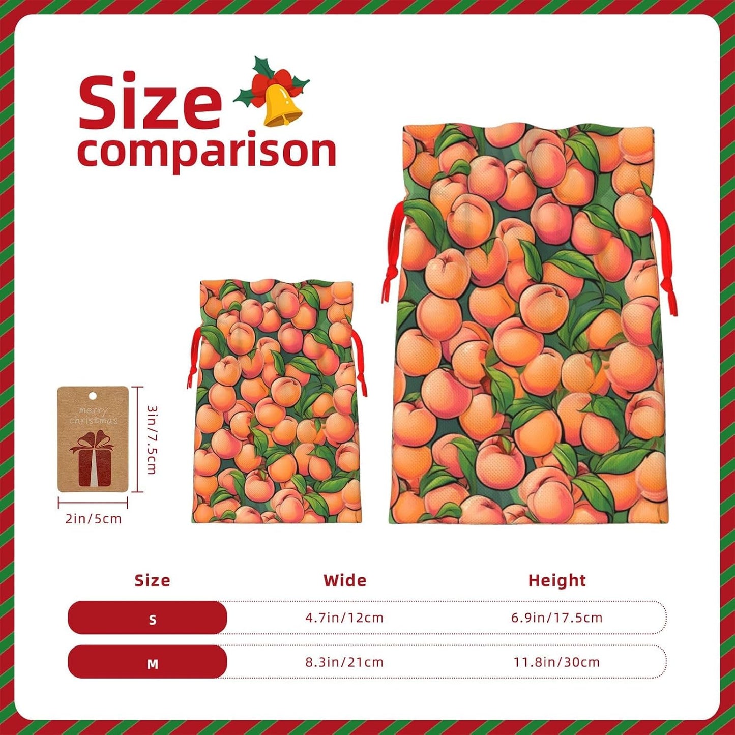 SXOOGE Peach Gift Bag with Handles and tag, Perfect for Christmas, Birthday, Wedding or Daily Gift - (S)