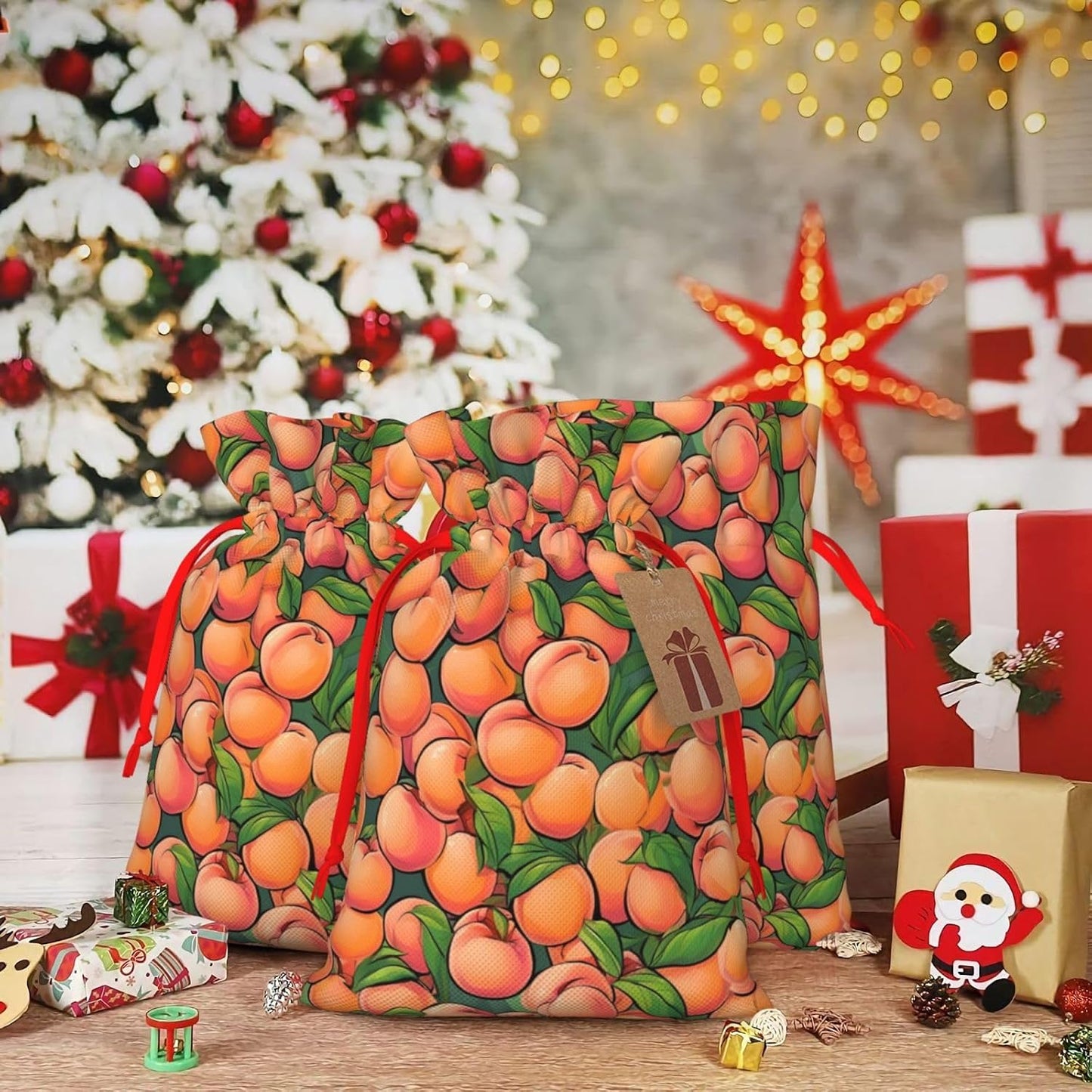 SXOOGE Peach Gift Bag with Handles and tag, Perfect for Christmas, Birthday, Wedding or Daily Gift - (S)