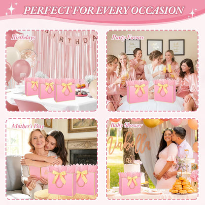 2 Pack Pink Large Gift Bags with Handles & 6 Tissue Papers