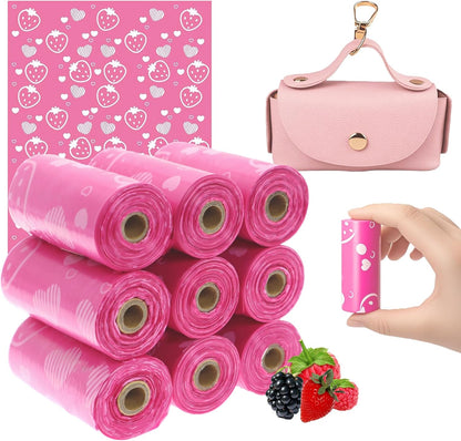 Sanitary Napkin Disposal Bags with Dispenser, Pink Feminine Hygiene Bags for Tampons & Pads, Leakproof Mini Trash Bag for Women, Personal Care Privacy Handling Bag for Travel, Purse, Diaper Duty