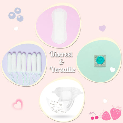 Sanitary Napkin Disposal Bags with Dispenser, Pink Feminine Hygiene Bags for Tampons & Pads, Leakproof Mini Trash Bag for Women, Personal Care Privacy Handling Bag for Travel, Purse, Diaper Duty
