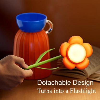 Rose Flower Desk Lamp - Infinite Dimming, Trichromatic Temperature, Rechargeable, Brightness Memory - Creative Decorative Ornaments with Adjustable Flowers (Pink)