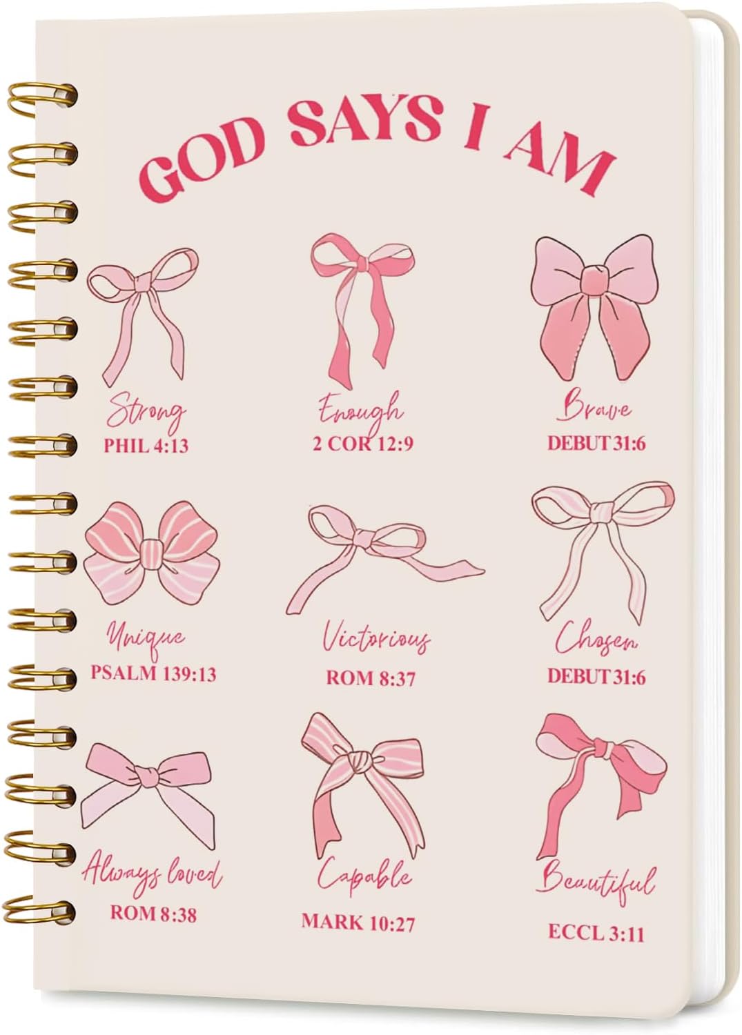 Lined Spiral Journal Notebook for Work A5, 160 Pages, Pink Bowknot
