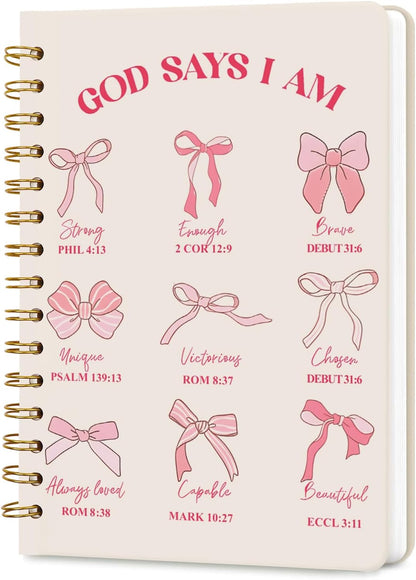 Lined Spiral Journal Notebook for Work A5, 160 Pages, Pink Bowknot