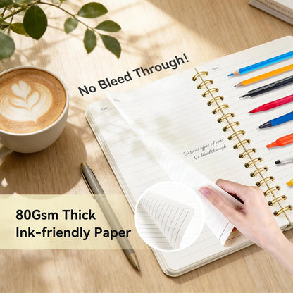 Lined Spiral Journal Notebook for Work A5, 160 Pages, Pink Bowknot