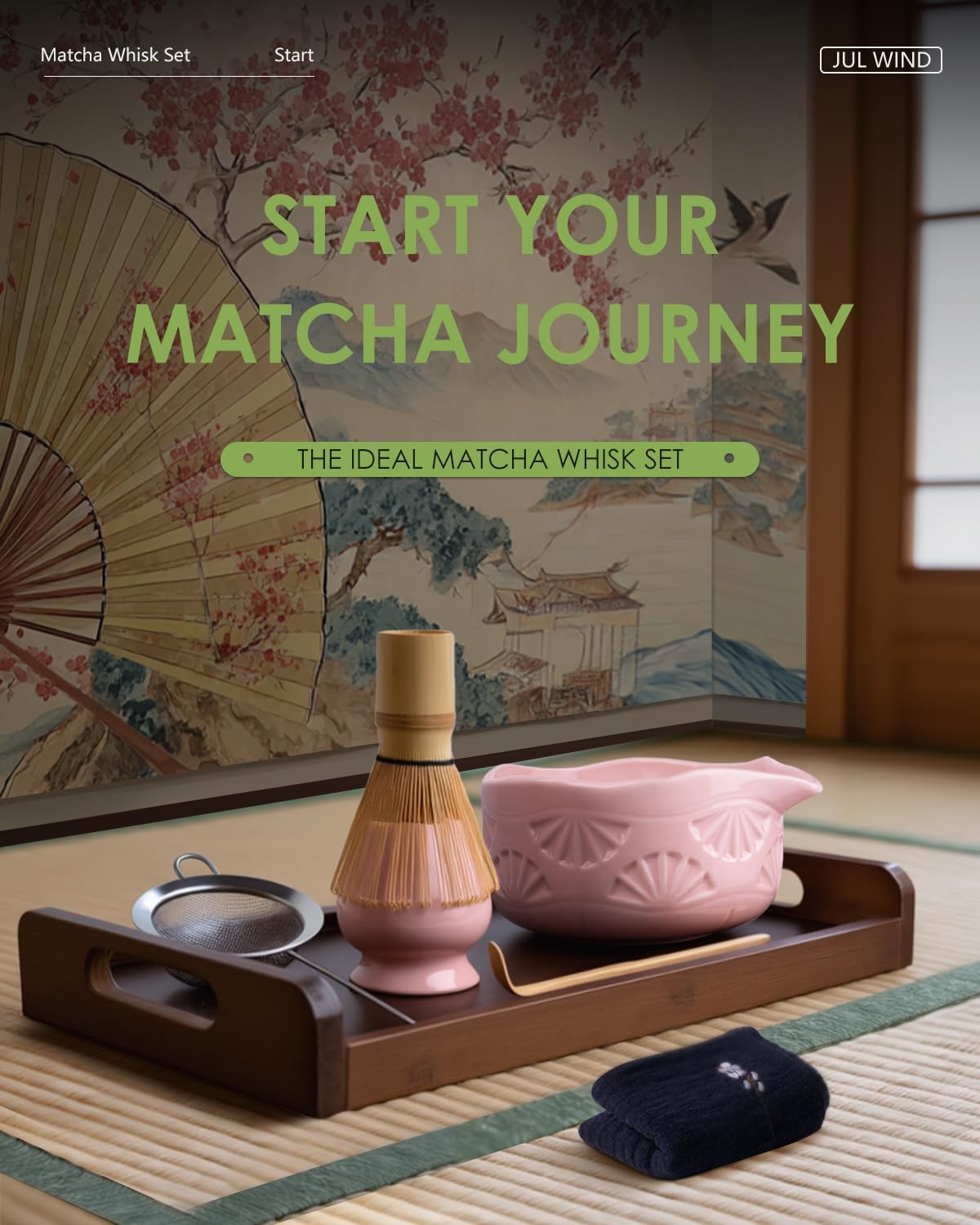 Matcha Whisk Set, Matcha Set Includes Bamboo Whisk, Ceramic Bowl