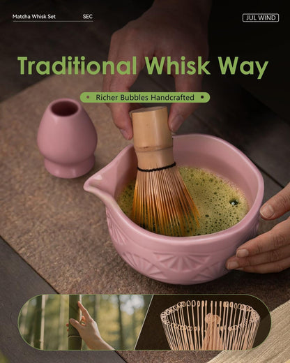 Matcha Whisk Set, Matcha Set Includes Bamboo Whisk, Ceramic Bowl