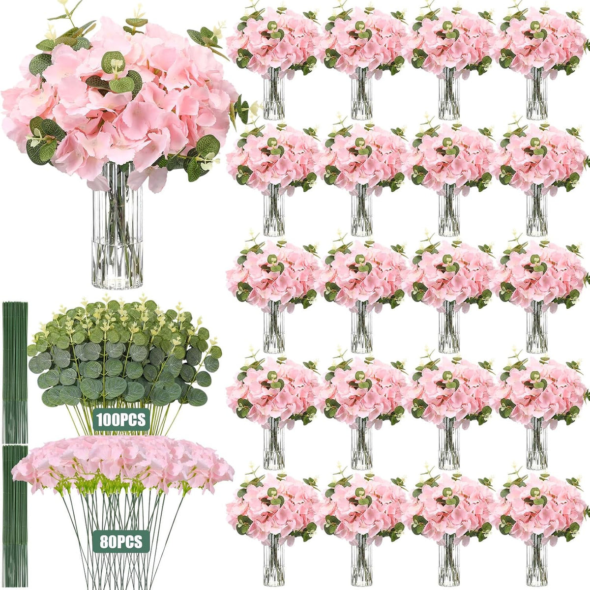 Riceshoot 200 Pcs Wedding Artificial Hydrangea Flower Centerpieces