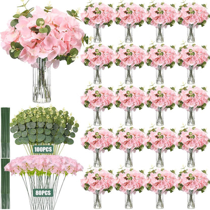 Riceshoot 200 Pcs Wedding Artificial Hydrangea Flower Centerpieces