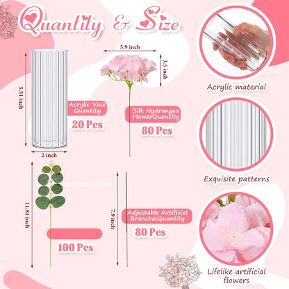 Riceshoot 200 Pcs Wedding Artificial Hydrangea Flower Centerpieces