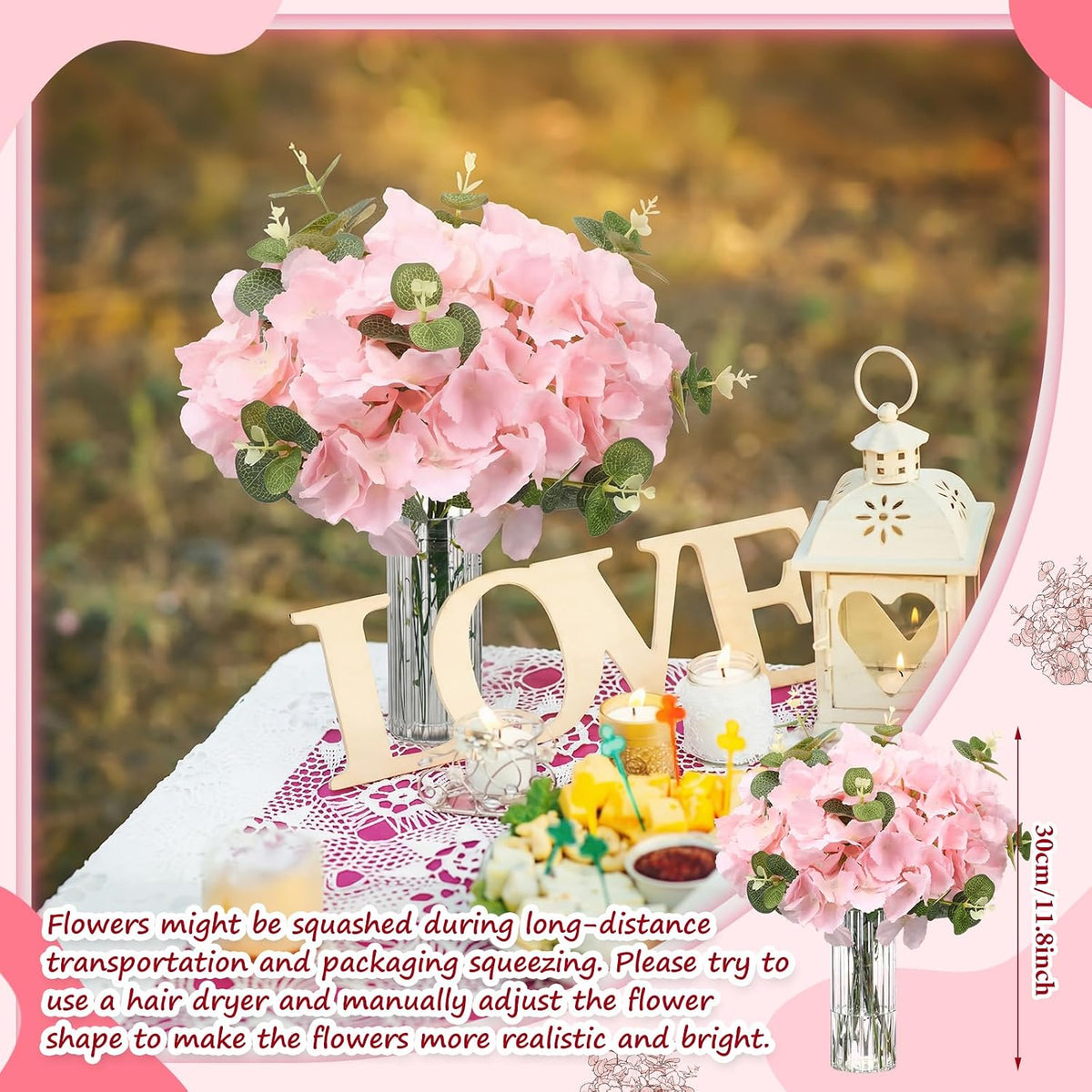 Riceshoot 200 Pcs Wedding Artificial Hydrangea Flower Centerpieces