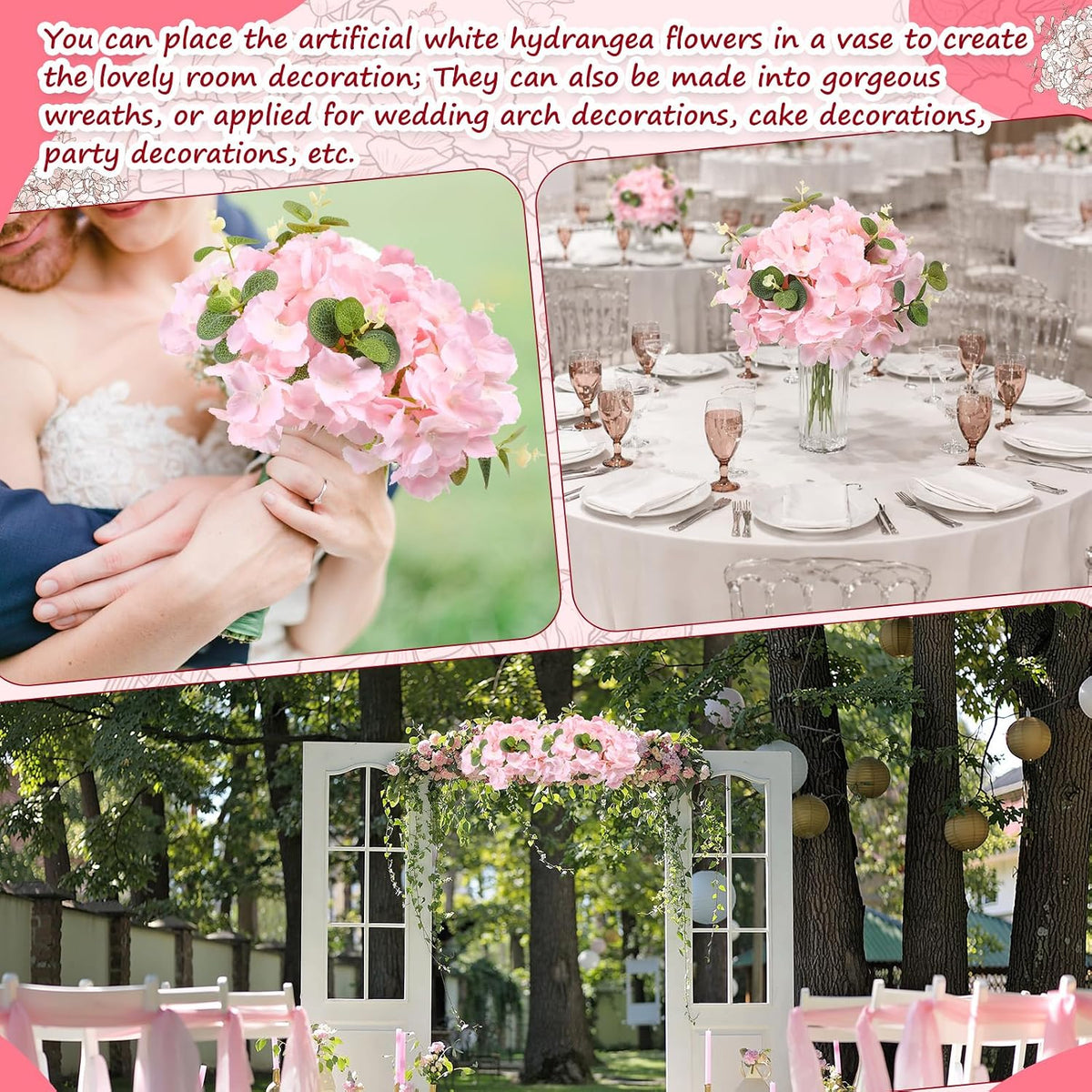 Riceshoot 200 Pcs Wedding Artificial Hydrangea Flower Centerpieces