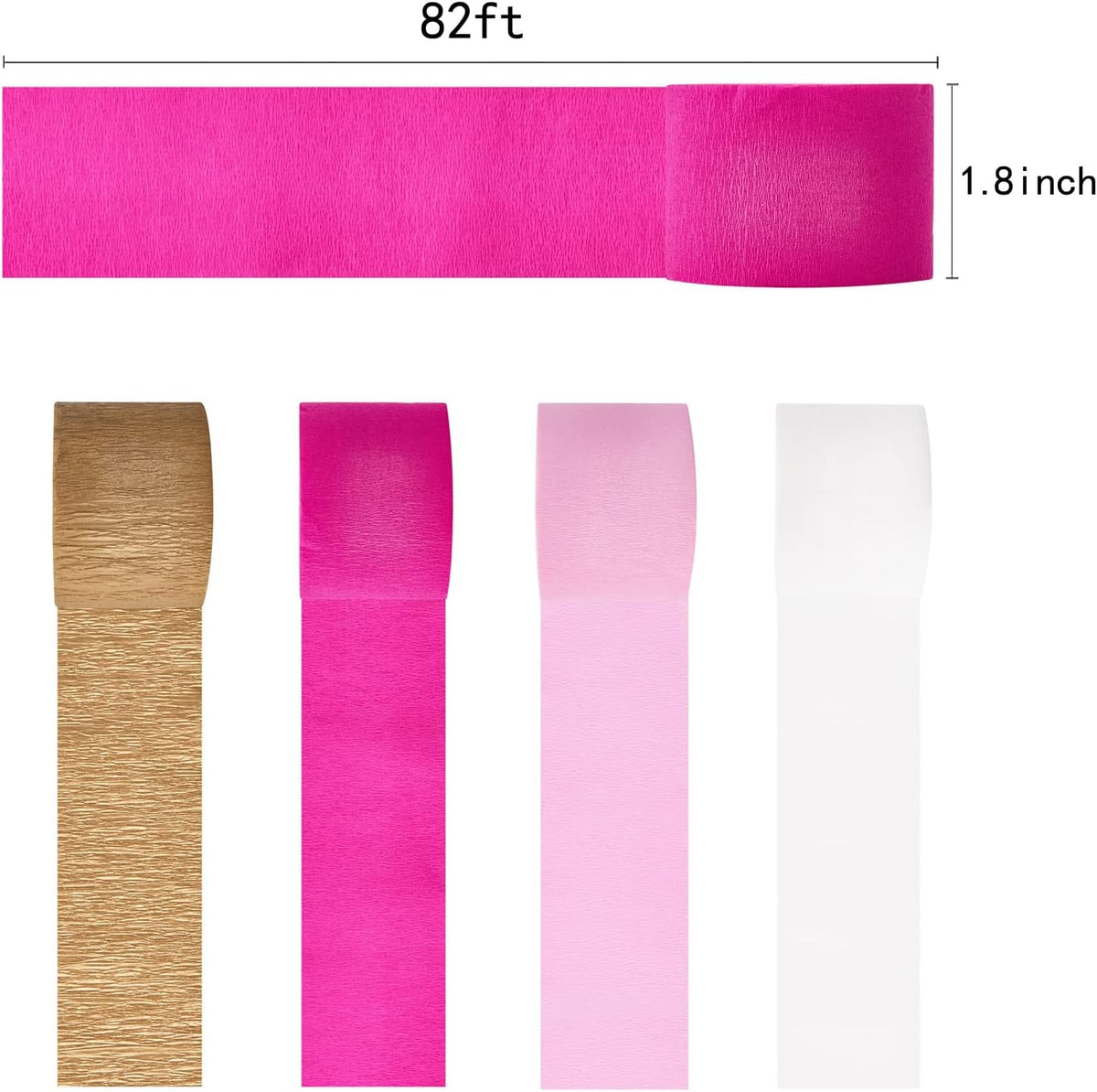 8 Rolls Rose Pink White Gold Streamers for Bridal Wedding Shower Decor