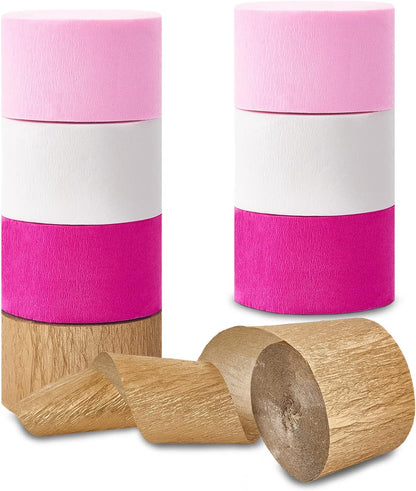 8 Rolls Rose Pink White Gold Streamers for Bridal Wedding Shower Decor