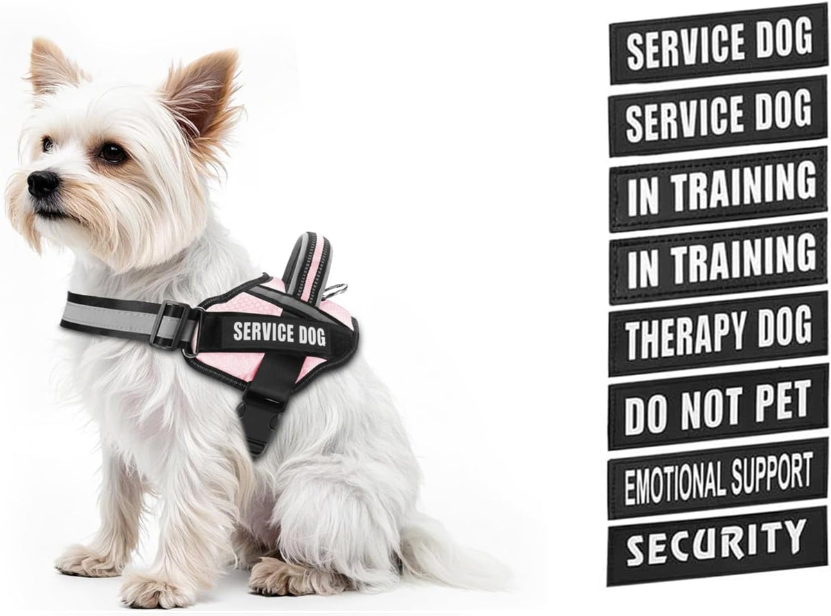 Dog Vest Harness and Patches Set, in Training Service Dog Harness with 10 Dog Patches, Reflective Dog Vest with Handle for Small, Medium, Large, and Extra-Large Dogs