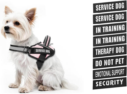 Dog Vest Harness and Patches Set, in Training Service Dog Harness with 10 Dog Patches, Reflective Dog Vest with Handle for Small, Medium, Large, and Extra-Large Dogs
