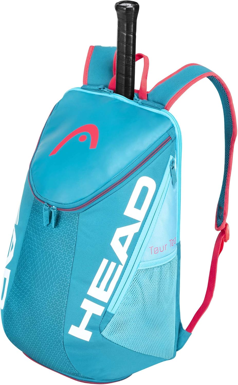 Tour Team Tennis Backpack 2 Racquet Carrying Bag w/Padded Shoulder Straps & Shoe Compartment - Blue/Pink