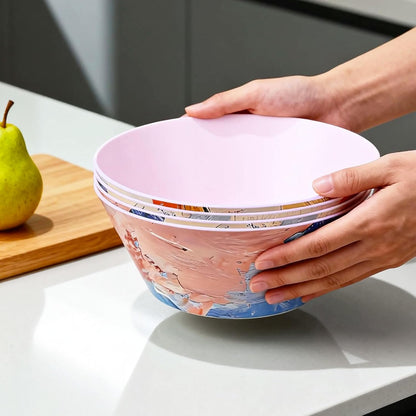 Large Vintage Salad Bowls Set of 4-3.1L (104 Oz) Unbreakable Kitchen Bowls for Serving, Mixing, Salad, Cereal, Fruit & Snacks, Microwave & Dishwasher Safe, Dinning Bowl Set(Pink)