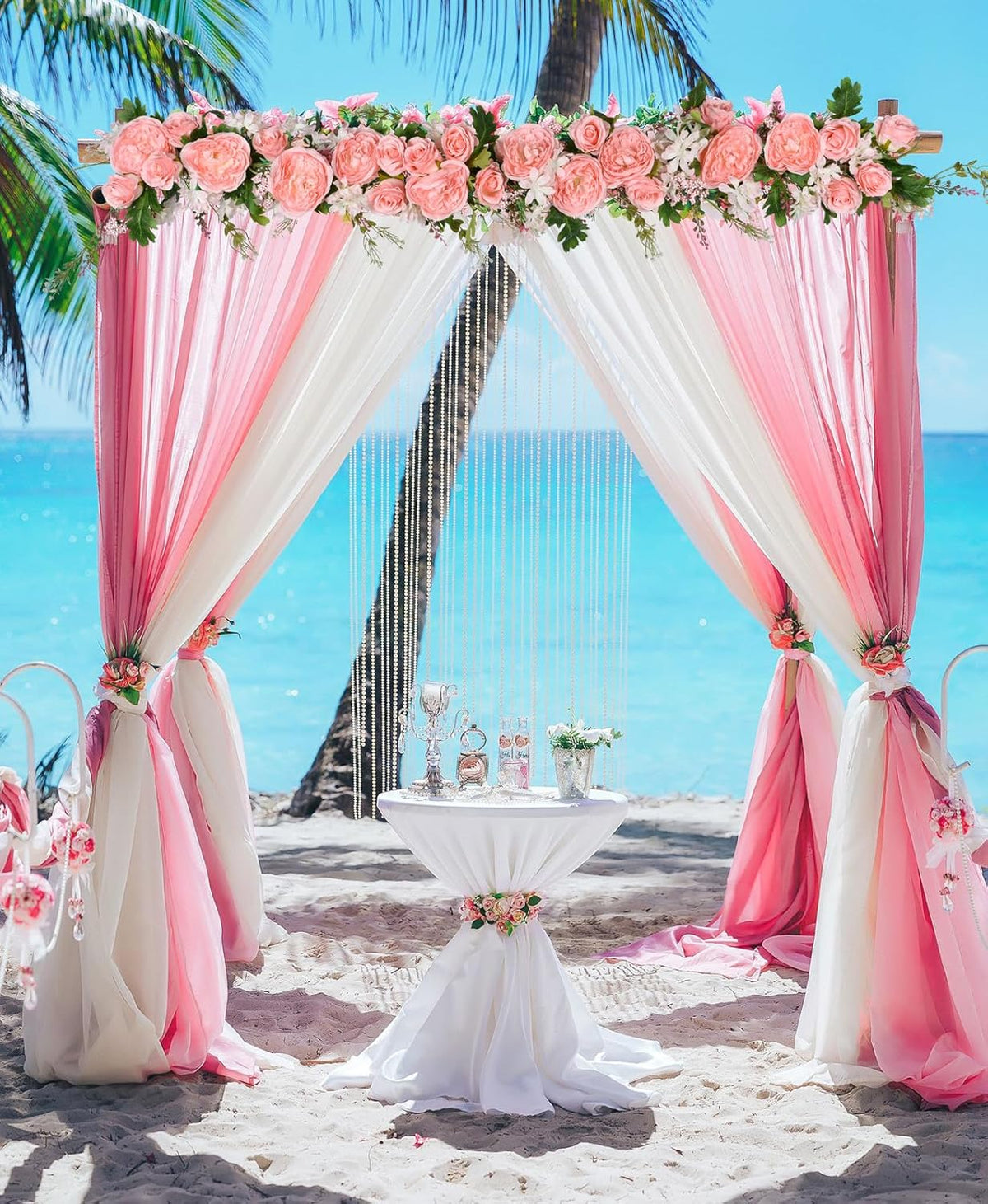 2Pack Artificial Peony Flower Garland - Silk Peony Garland with Pink Flowers for Wedding Party Table Decoration,6ft/Strand